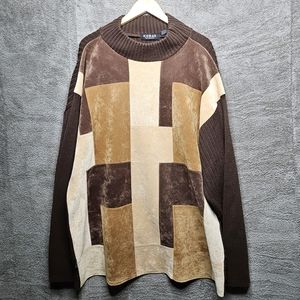 Vintage Koman Sport Outerwear Pullover Sweater Faux Suede